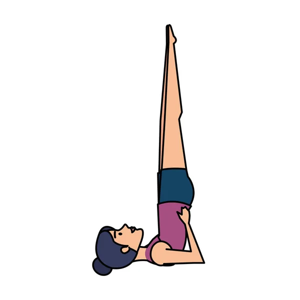 Mujer practicando Yoga Posición — Vector de stock