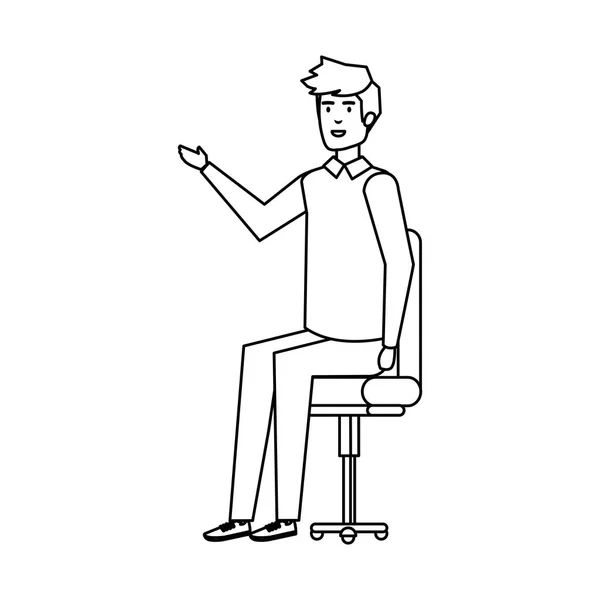 オフィスの椅子に座っている若い男 — ストックベクタ