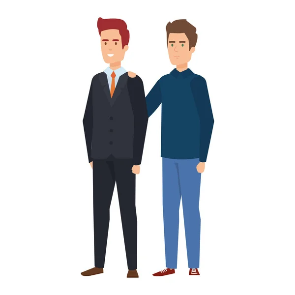 Pareja de hombres de negocios avatares personajes — Vector de stock