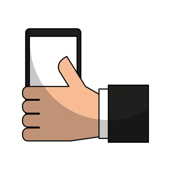 Hand human with smartphone icon — Stock Vector