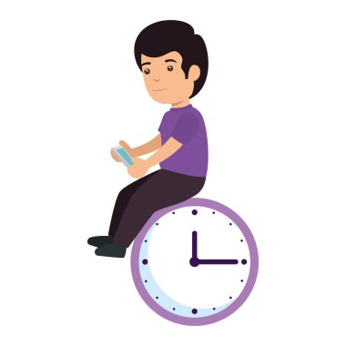 smartphone ve saat ile küçük okul çocuğu