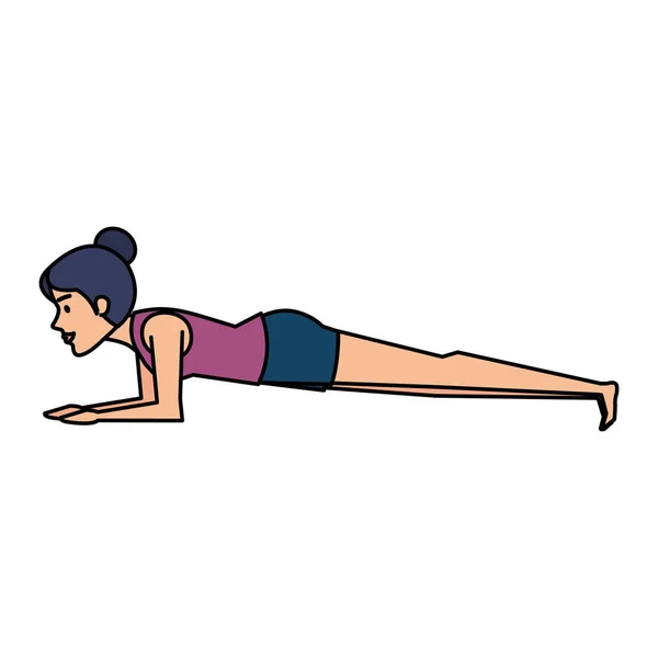 Mujer practicando Yoga Posición — Vector de stock