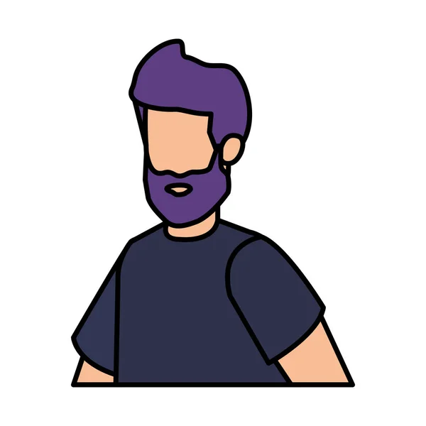 Jeune homme avec barbe avatar personnage — Image vectorielle