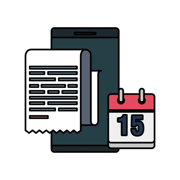Smartphone met fiscale document en kalender — Stockvector