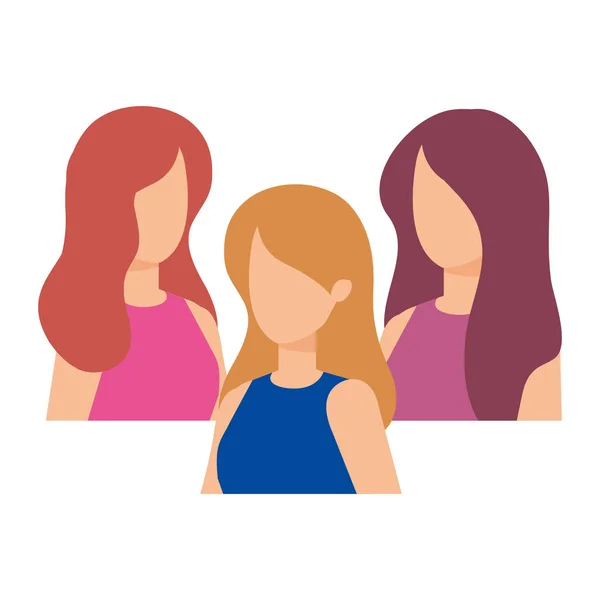 Gruppo di personaggi femminili — Vettoriale Stock