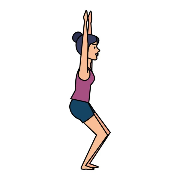 Mujer practicando Yoga Posición — Vector de stock