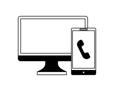bilgisayar monitörü smartphone izole simgesiyle