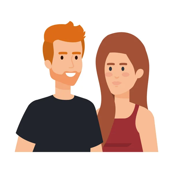 Персонажи аватаров молодой пары — стоковый вектор