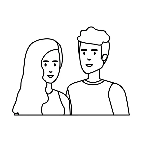 Pareja avatar caracteres iconos — Vector de stock