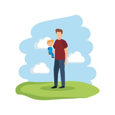 Baba ile oğlu kampta