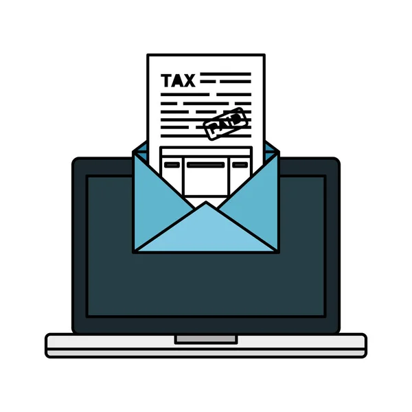 Laptop mit Steuerunterlagen im Umschlag — Stockvektor