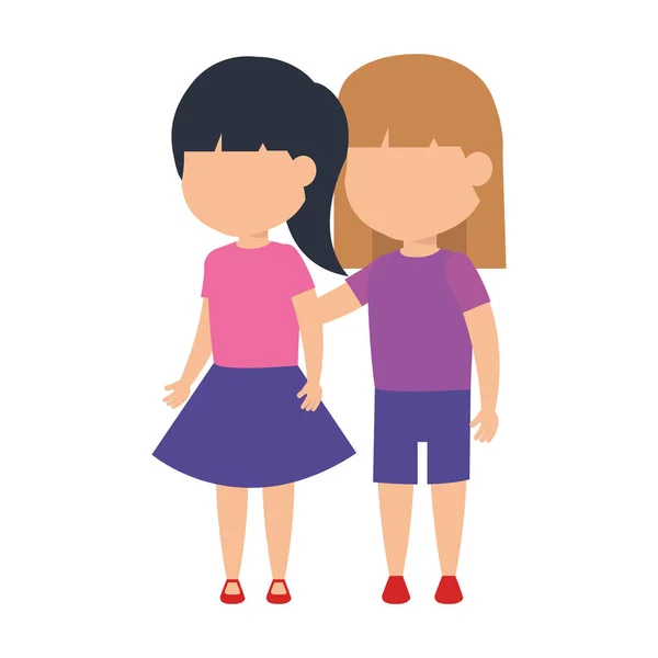 Lindo niñas pareja — Vector de stock