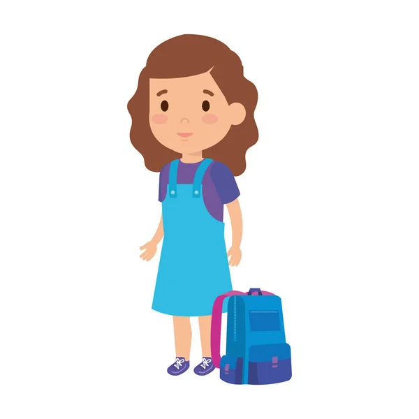 Красива маленька школярка зі шкільною сумкою — стоковий вектор