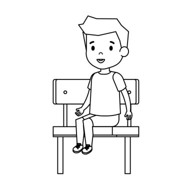 schoolchair içinde oturan sevimli küçük çocuk