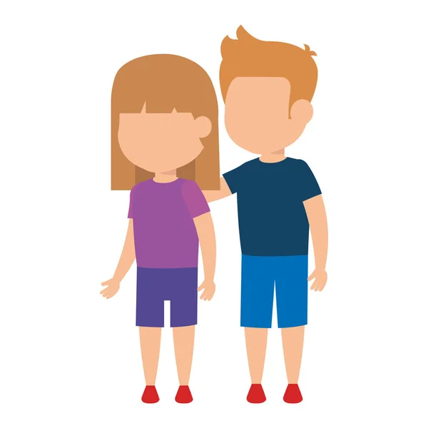 Lindo poco niños pareja — Vector de stock