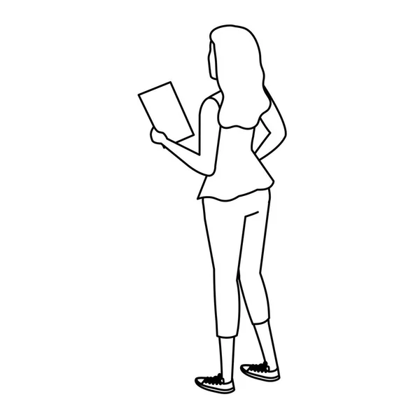 Élégante femme d'affaires retour avatar personnage — Image vectorielle