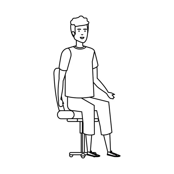 Jeune homme assis sur une chaise — Image vectorielle