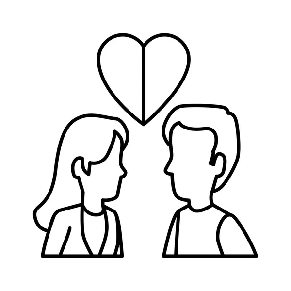 Νεαρό ζευγάρι με αγάπη καρδιά — Διανυσματικό Αρχείο