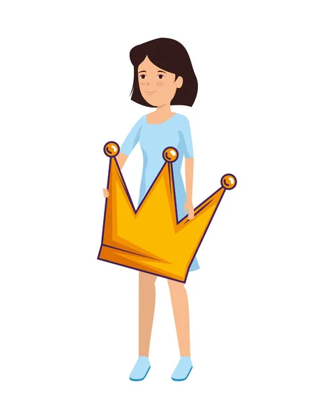 Femme soulevant couronne reine — Image vectorielle