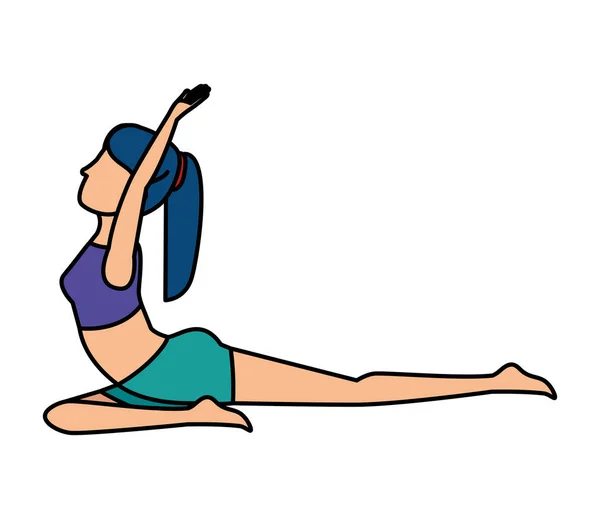 Mujer practicando Yoga Posición — Vector de stock