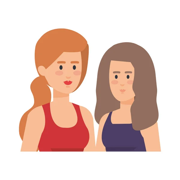 Couple filles avatars personnages — Image vectorielle