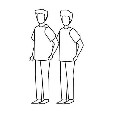 genç ve rahat bir çift men karakterleri