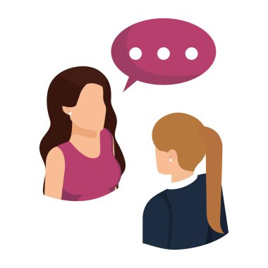 Çift iş kadınları ile konuşma balonu