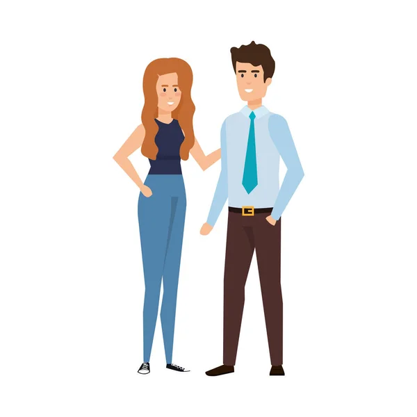 Business couple avatars characters — Stock Vector