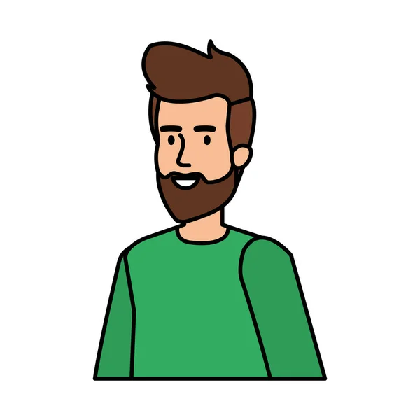 Jeune homme avec barbe avatar personnage — Image vectorielle