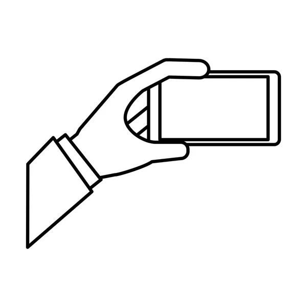 Mão humana com ícone de smartphone —  Vetores de Stock
