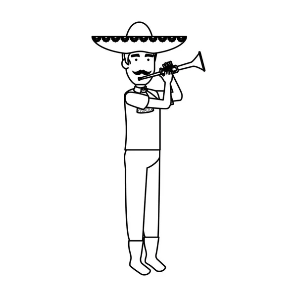 Mariachi mexicain traditionnel à la trompette — Image vectorielle