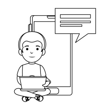 küçük öğrenci ile smartphone