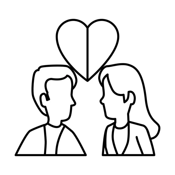 Mladý pár s láskou srdce — Stockový vektor