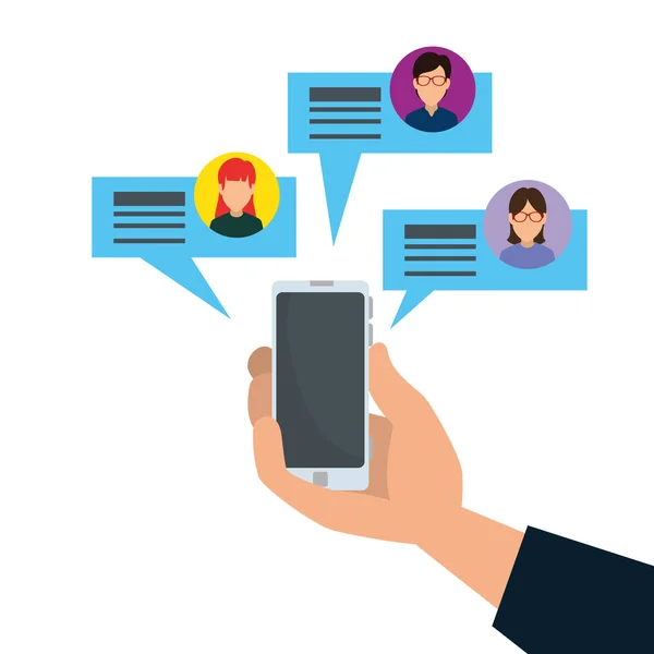 Topluluk sohbet ile Smartphone — Stok Vektör