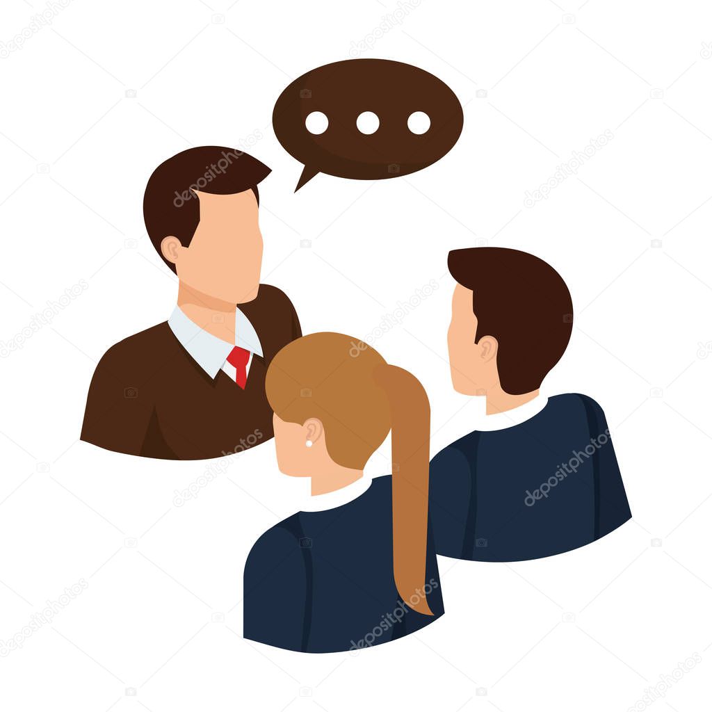 business people talking with speech bubble