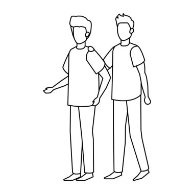 genç ve rahat bir çift men karakterleri