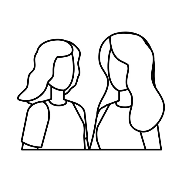 Par flickor avatarer tecken — Stock vektor