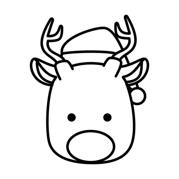 Cute reindeer head christmas character — Stock Vector