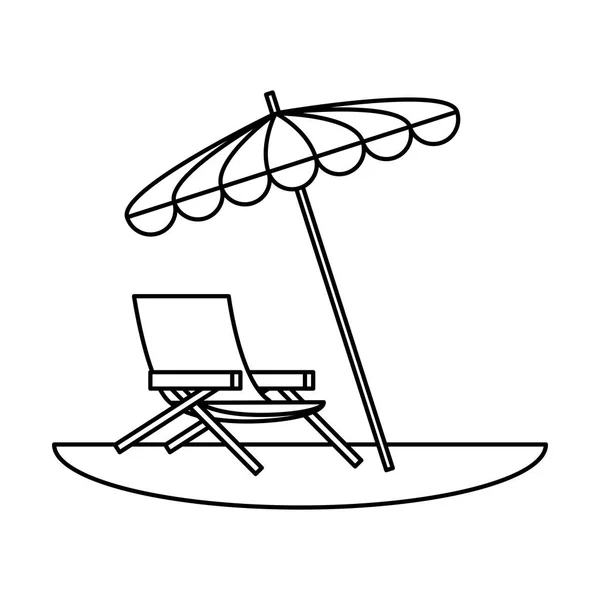 Пляжний стілець з парасолькою сцена — стоковий вектор