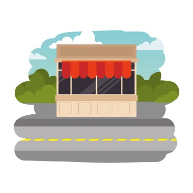 mağaza bina ile sokak cityscape sahne