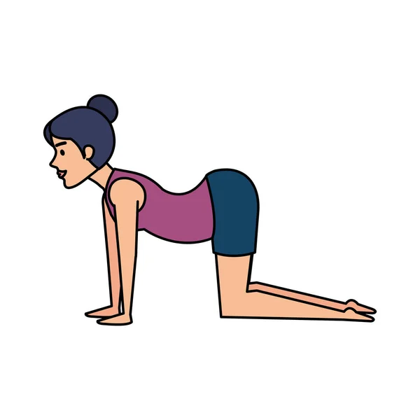 Mulher praticando Yoga posição — Vetor de Stock