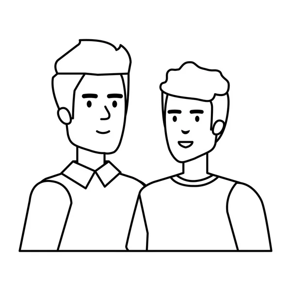 Couple d'hommes avatars personnages — Image vectorielle