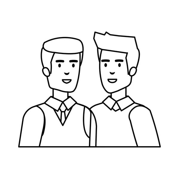 Couple of businessmen avatars characters — Stock Vector