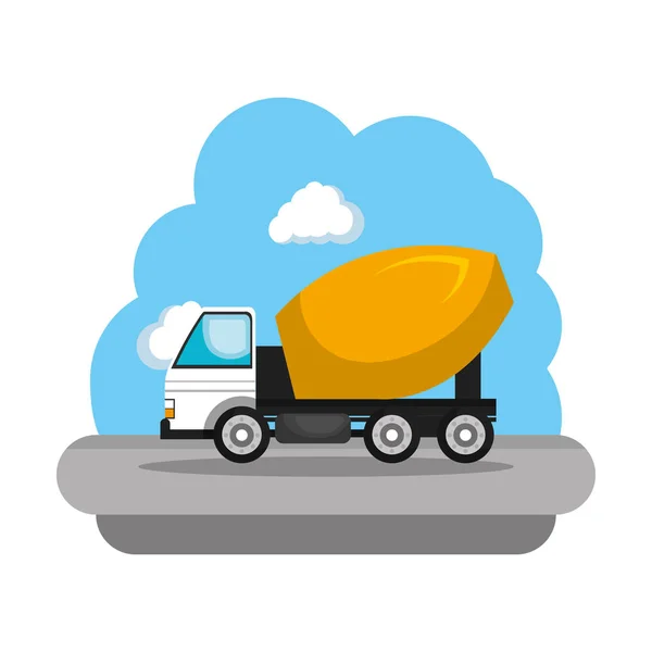 Construction concrete mixer vehicle icon — Stock Vector