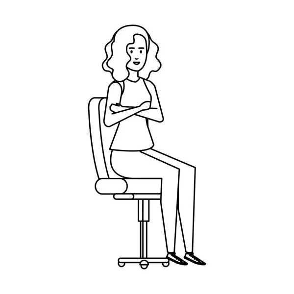 Mujer de negocios sentada en la silla de oficina carácter — Archivo Imágenes Vectoriales