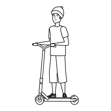 scooter katlama içinde genç adam