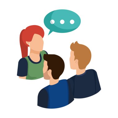 bir grup insan konuşma balonu avatarları ile