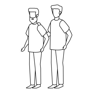 genç ve rahat bir çift men karakterleri