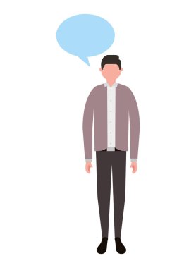 iş adamı ayakta karakter konuşma balonu