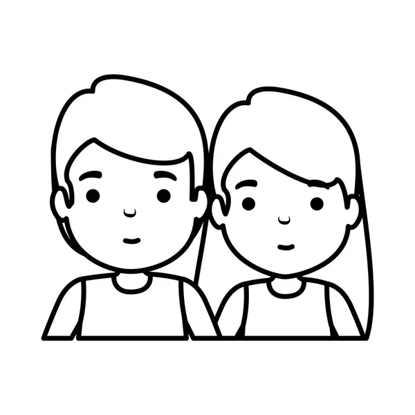 Jóvenes avatares pareja personajes — Vector de stock